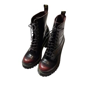 Doc Martens 10 Hole Kendra Short‎ Boots Vintage Color Cherry Red US 6 L